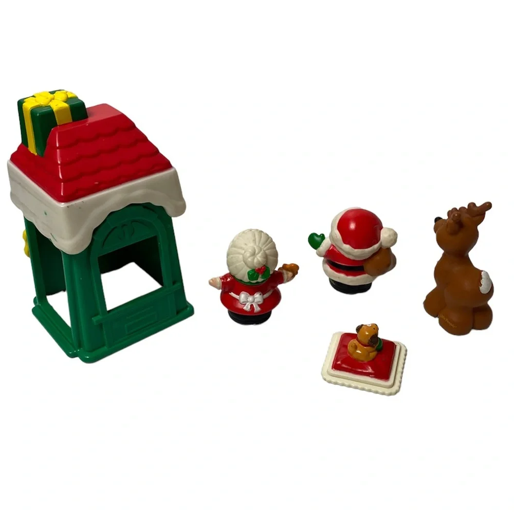 Little People Vintage Fisher Price Christmas Shop Santa Mrs Claus Reindeer Y2K